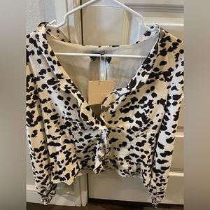 NWT kittenish cow print long sleeve top